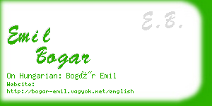 emil bogar business card